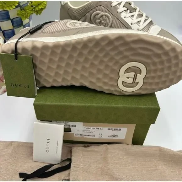 Men's Gucci Mac 80 low top leather sneakers size 11 fits 11.5 US made in Italy - Picture 5 of 14